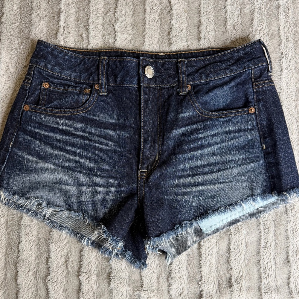 American Eagle High Rise Festival Denim Fray Hem Shorts Size 8